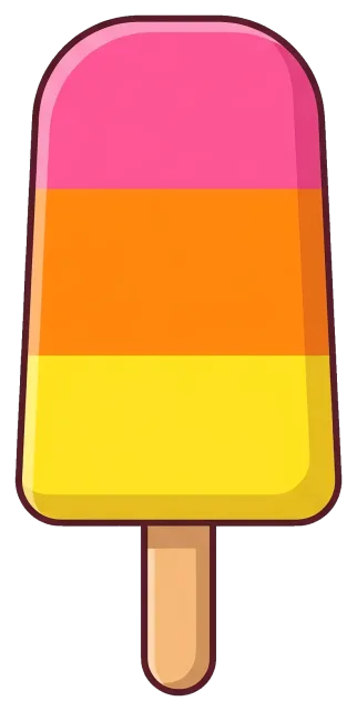 Cute Tri-Color Popsicle with Pink, Orange, and Yellow Layers