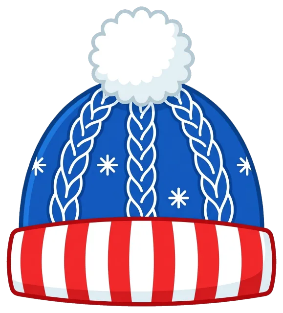 Cute winter hat with pompom and striped cuff