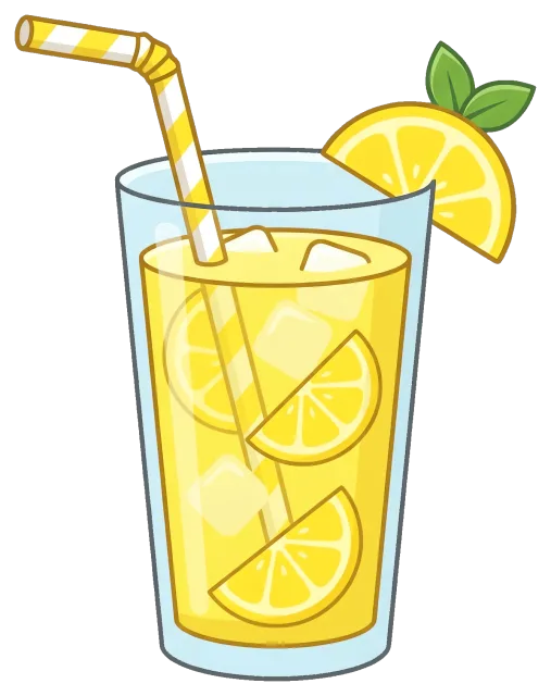 Glass of Lemonade with Ice and Lemon Slices