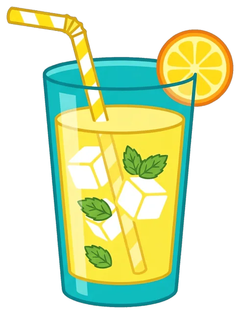 Glass of Lemonade with Ice, Mint, and Lemon Slice