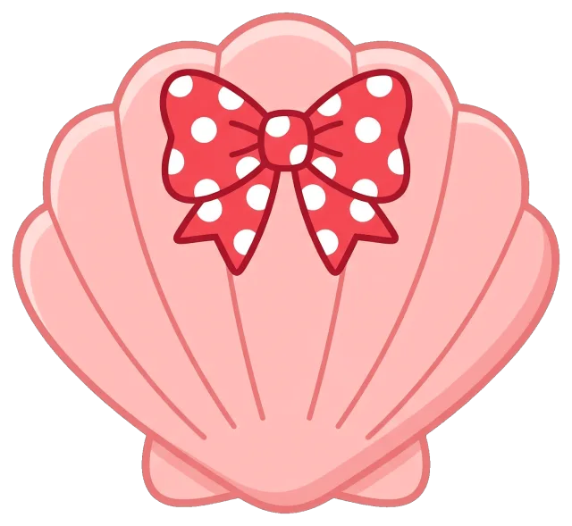 Pink Seashell with Red Polka Dot Bow