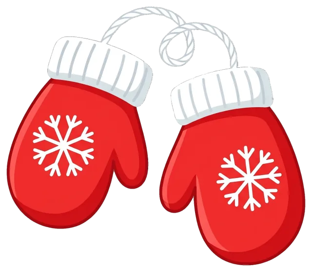 Red winter mittens with white snowflake design