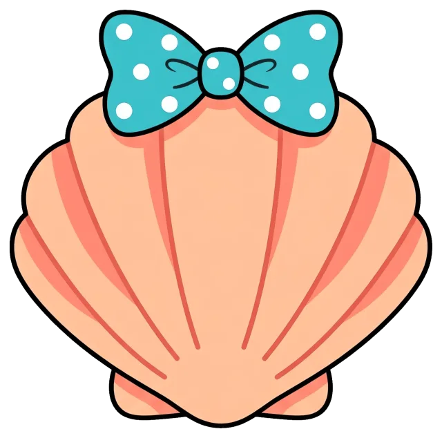 Seashell with Blue Polka Dot Bow