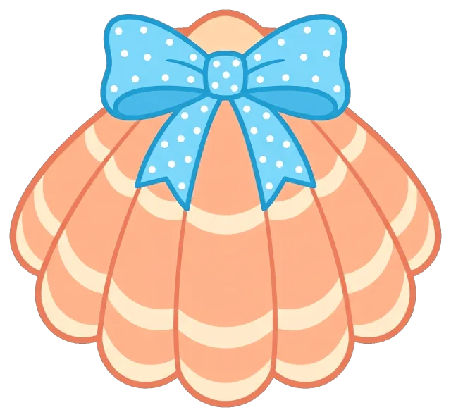 Seashell with Blue Polka Dot Bow