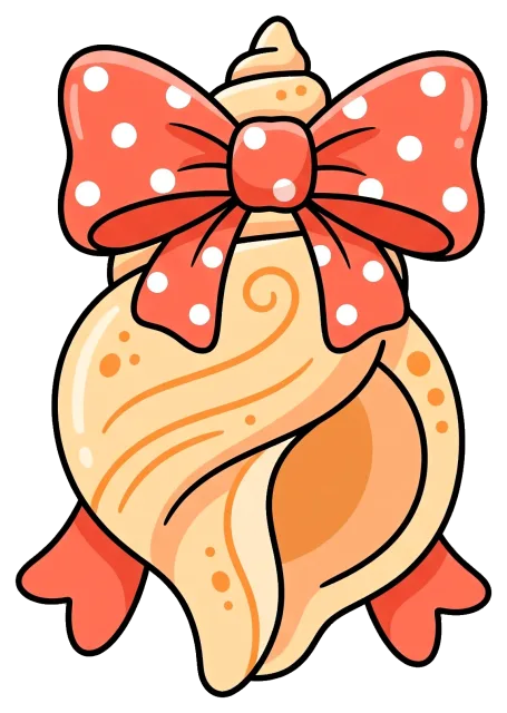 Seashell with Red Polka Dot Bow