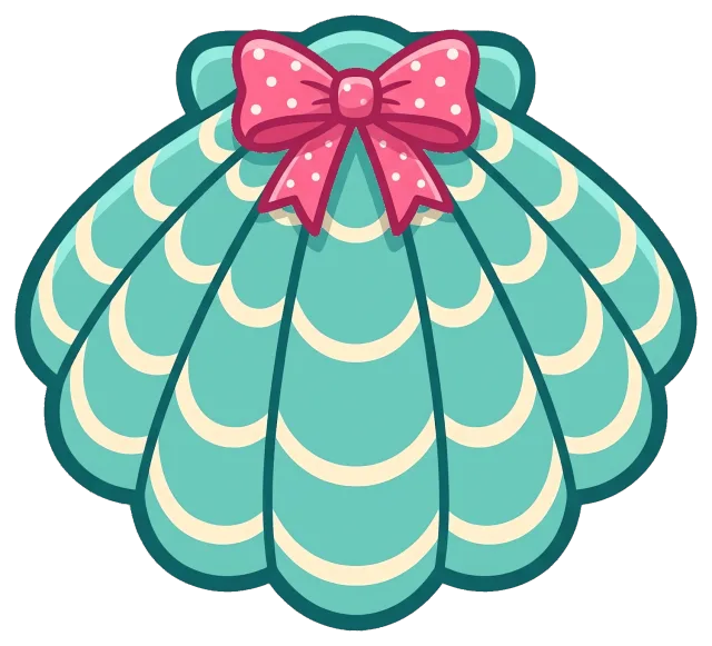 Teal Seashell with Pink Polka Dot Bow