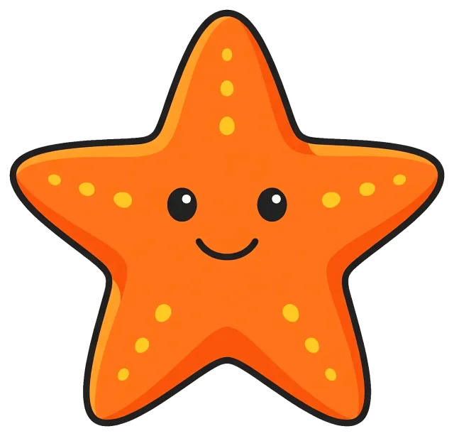 Cute orange starfish with smiling face