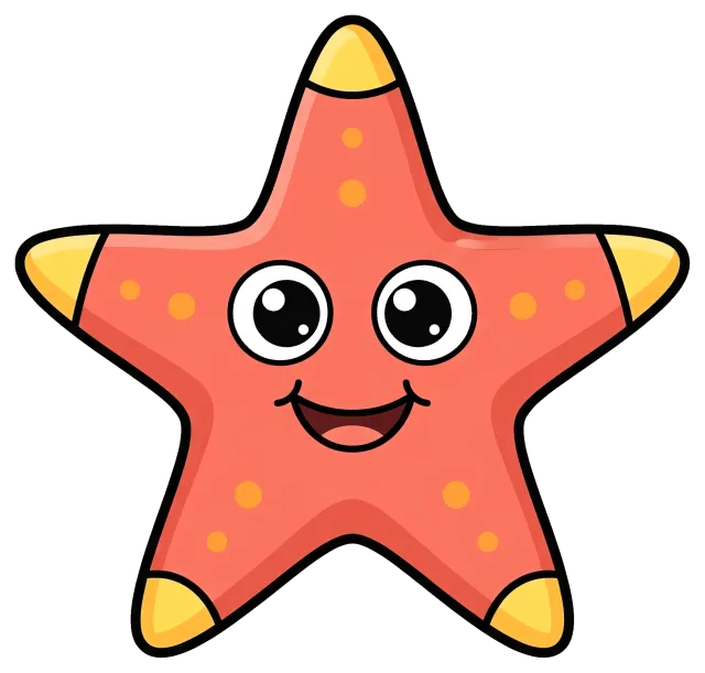 Happy cartoon starfish with big eyes