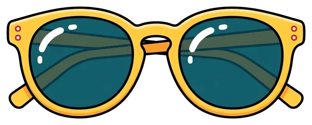 Yellow Frame Sunglasses with Blue Lenses in 2D Cartoon Style