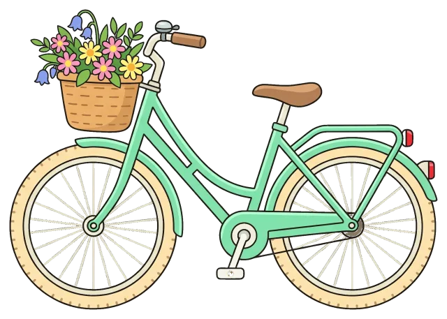 Bicycle with Flower Basket on Front