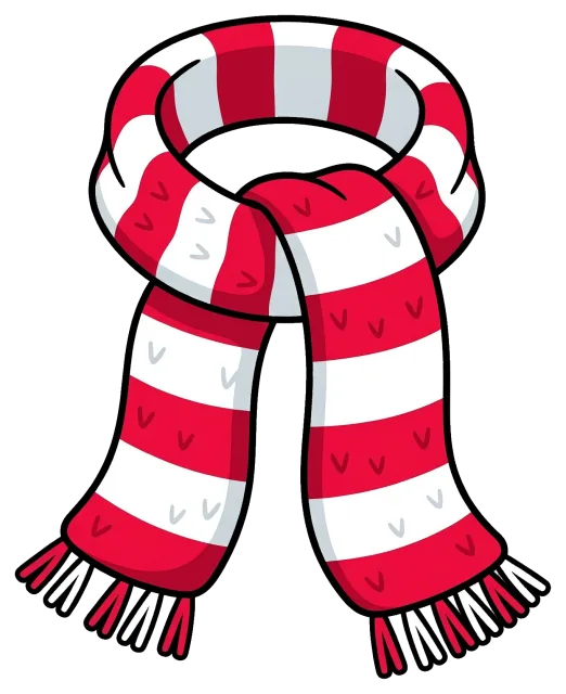 Red and white striped winter scarf