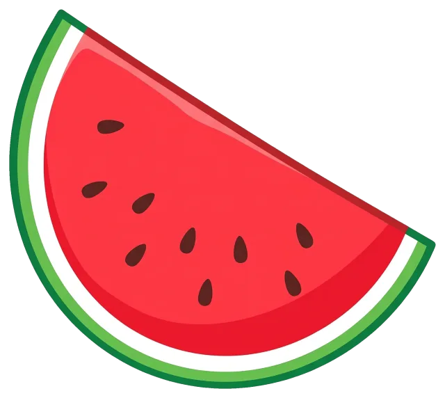 Watermelon slice with seeds and green rind