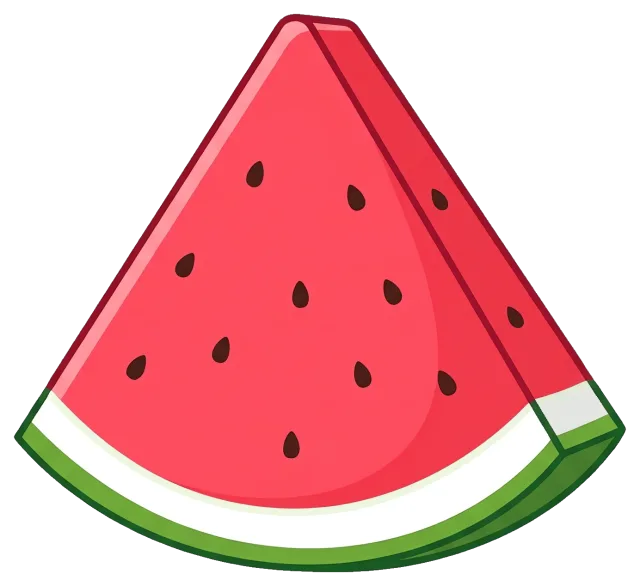 Watermelon slice with seeds and rind