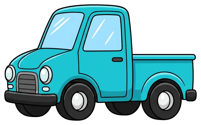 Blue Mini Pickup Truck Cartoon
