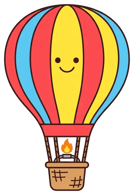 Colorful hot air balloon with smiling face