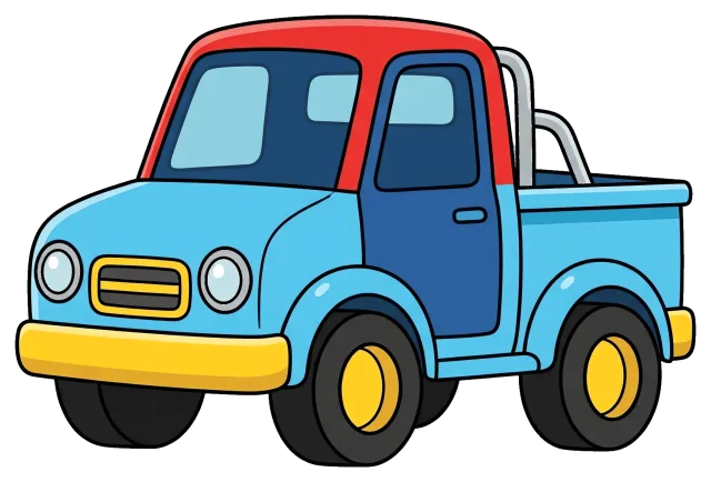 Colorful mini pickup truck illustration