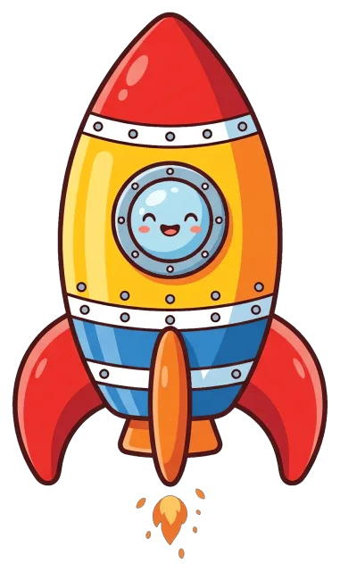 Cute cartoon rocket with smiling window