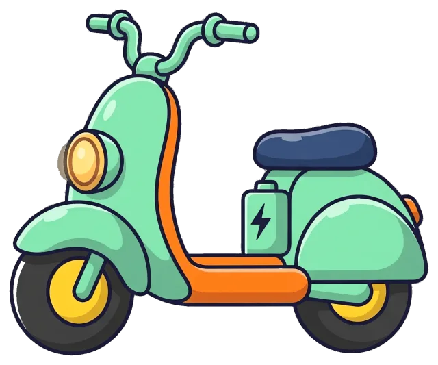Cute mint green electric scooter with orange accents