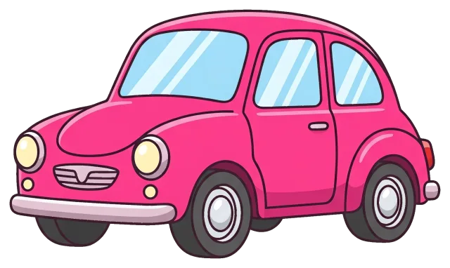 Pink cartoon car with rounded design