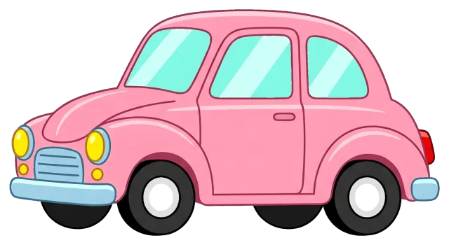 Pink cartoon car with rounded design