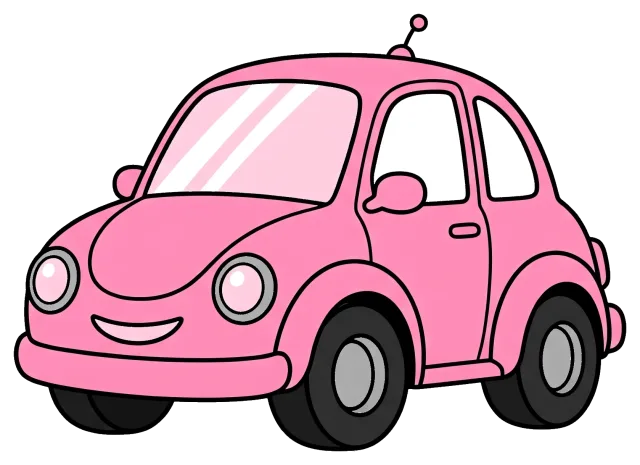 Pink cartoon car with smiling face