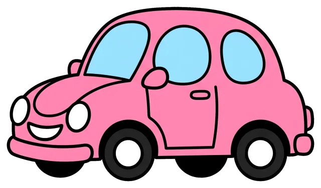 Pink cartoon car with smiling face