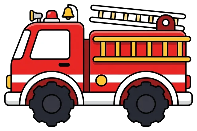 Red Fire Truck with Ladder and Siren