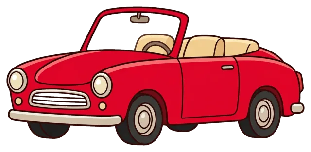Red Retro Convertible Car with Beige Interior