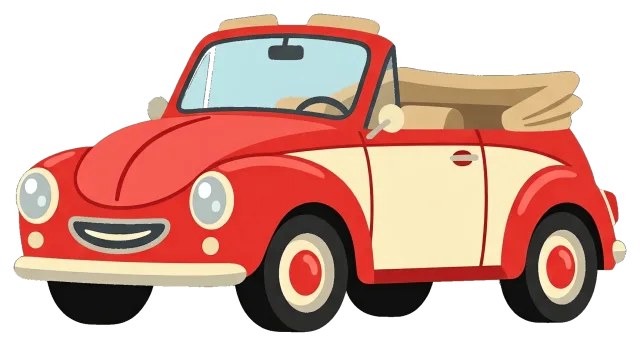 Retro Convertible Car with Red and Cream Body