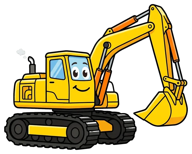 Yellow Excavator with Smiling Face