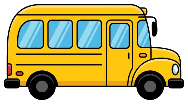 Yellow school bus side view illustration