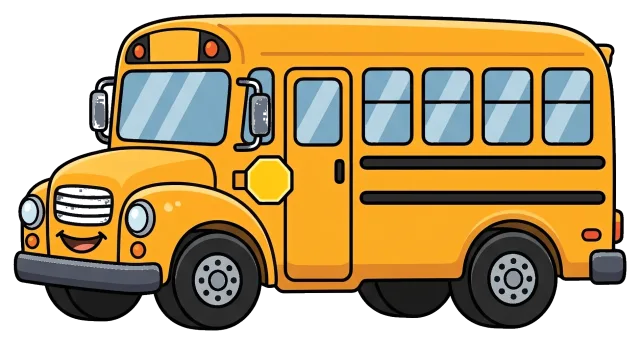Yellow school bus with smiling face