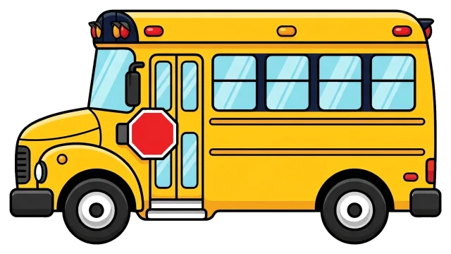 Yellow School Bus with Stop Sign