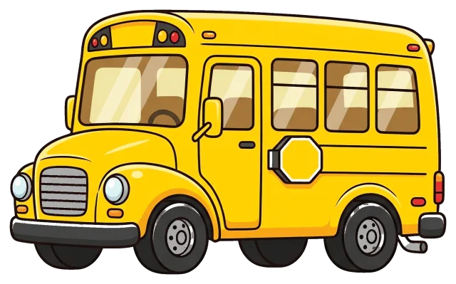 Yellow school bus with stop sign on side