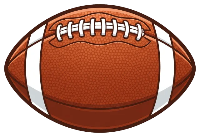 American football with white laces and stripes
