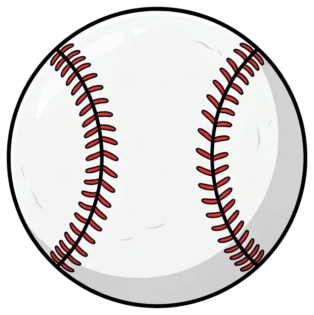 Baseball with red stitching
