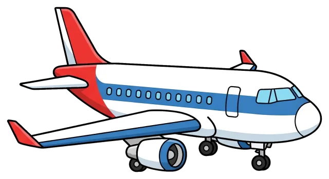 Cartoon Airplane with Red and Blue Accents