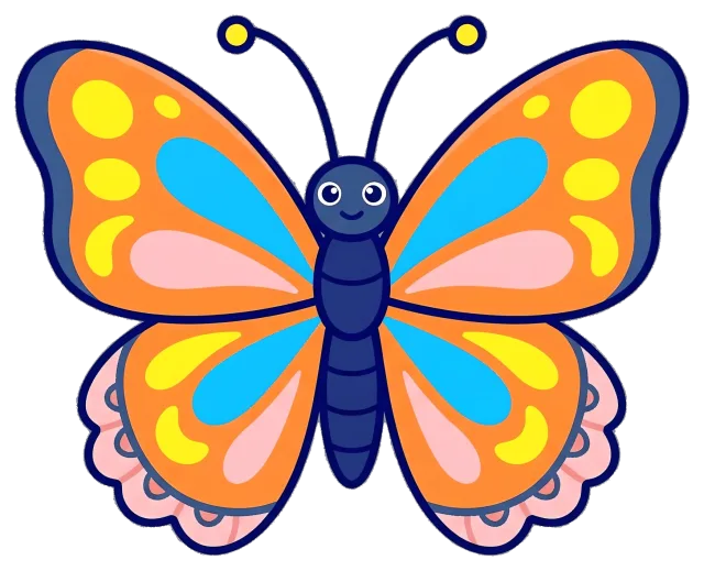 Colorful butterfly with orange, blue, and yellow wings