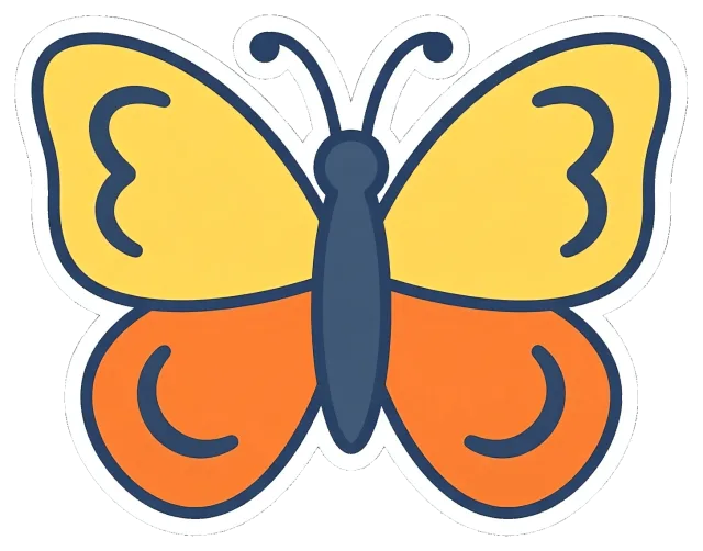 Colorful butterfly with yellow and orange wings