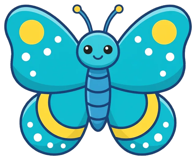 Cute blue butterfly with yellow and white spots