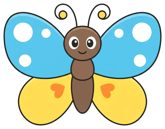 Cute butterfly with blue and yellow wings