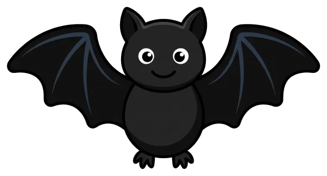 Cute cartoon bat with outstretched wings