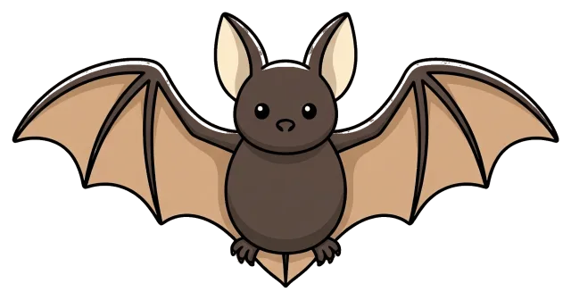 Cute cartoon bat with outstretched wings