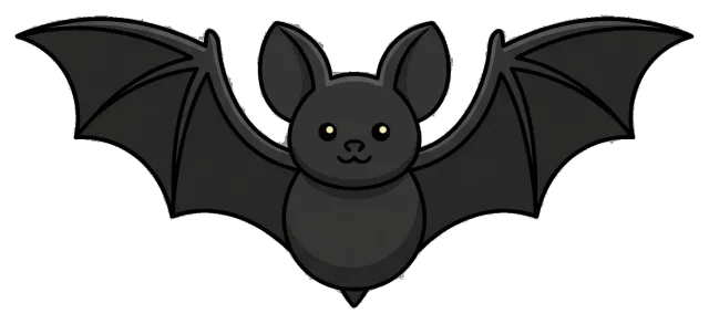 Cute cartoon bat with outstretched wings