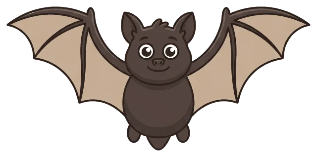 Cute cartoon bat with outstretched wings