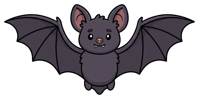 Cute cartoon bat with outstretched wings