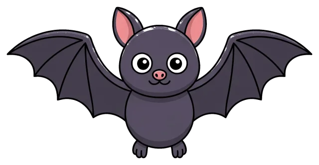 Cute cartoon bat with spread wings