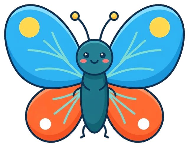 Cute colorful butterfly with blue and orange wings