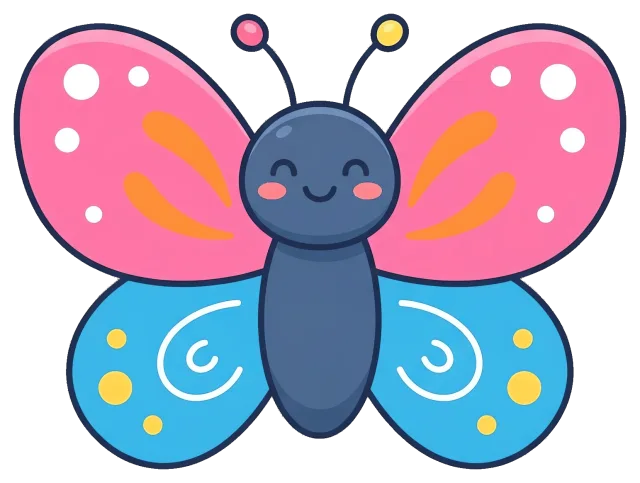Cute colorful butterfly with pink and blue wings