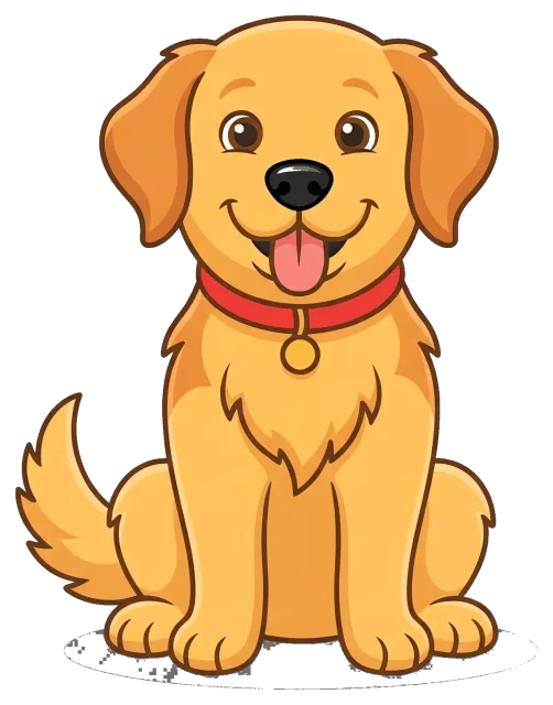 Cute happy golden retriever dog with red collar
